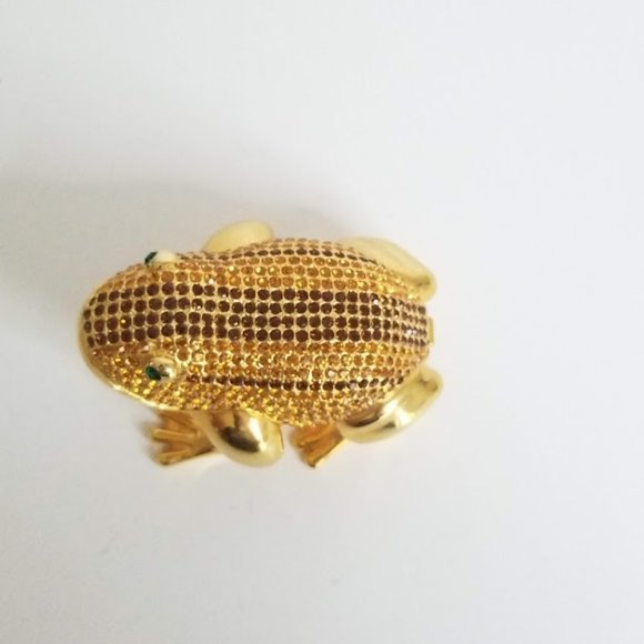 Gold Tone Frog Trinket Box - Picture 4 of 8